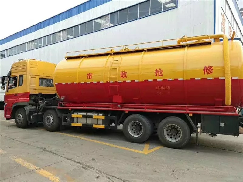 Dongfeng Tianlong delantero-cuatro trasero-ocho 28-ton camión de limpieza y succión de aguas residuales conjunto de dos vehículos