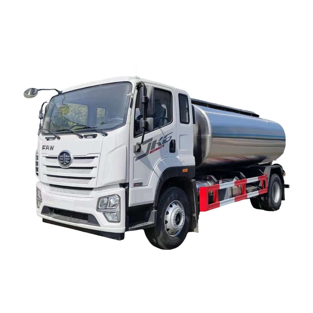 Camión cisterna de leche de acero inoxidable personalizado de FAW, combustible diésel, transmisión manual, nuevo estado, baja emisión, entrega de vehículos