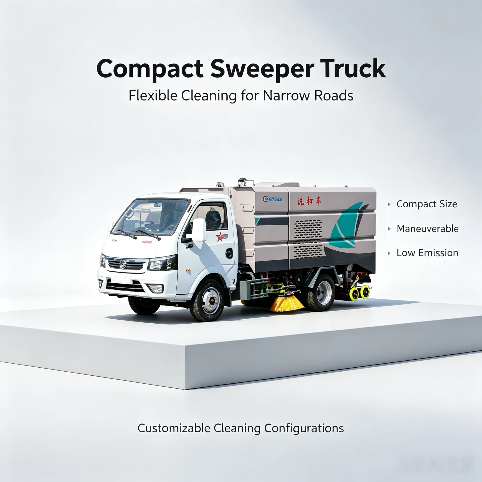 CLW5040TXSBSL Dongfeng Tuyi Series Vehicle Washing and Sweeping Machine with Blue License Plate Engine-Powered Pump Gear System en Español