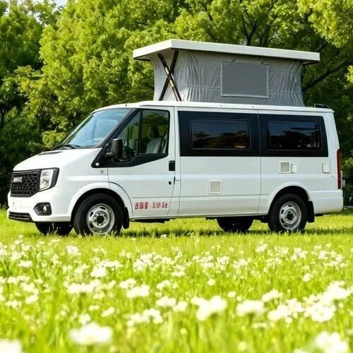 Caravana de tipo de venta de techo ultra-bajo de eje central de Jiangling Fushun [con elevador de techo rígido]